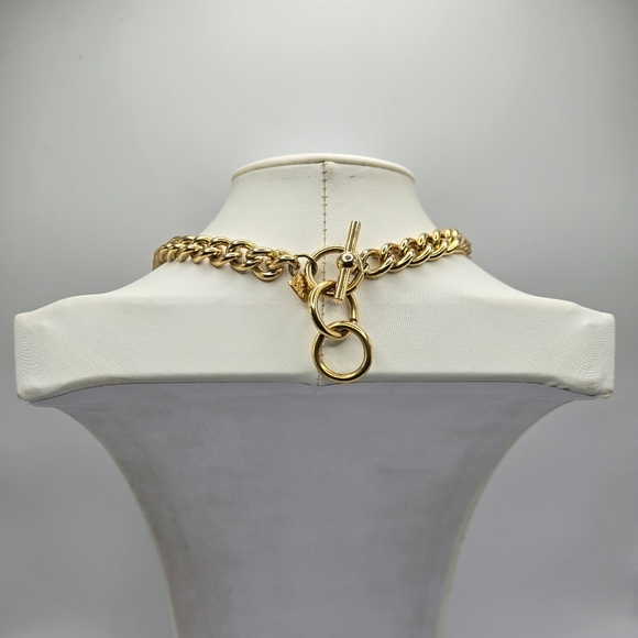 Anne Klein Lion Choker Necklace Goldtone 80s 90s Chunky Mogul Mobwife Statement - Picture 2 of 5